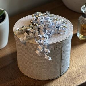 *Mystery Box!!!* Grey Fabric Storage Box with Decorative Ribbon !!will be full!!